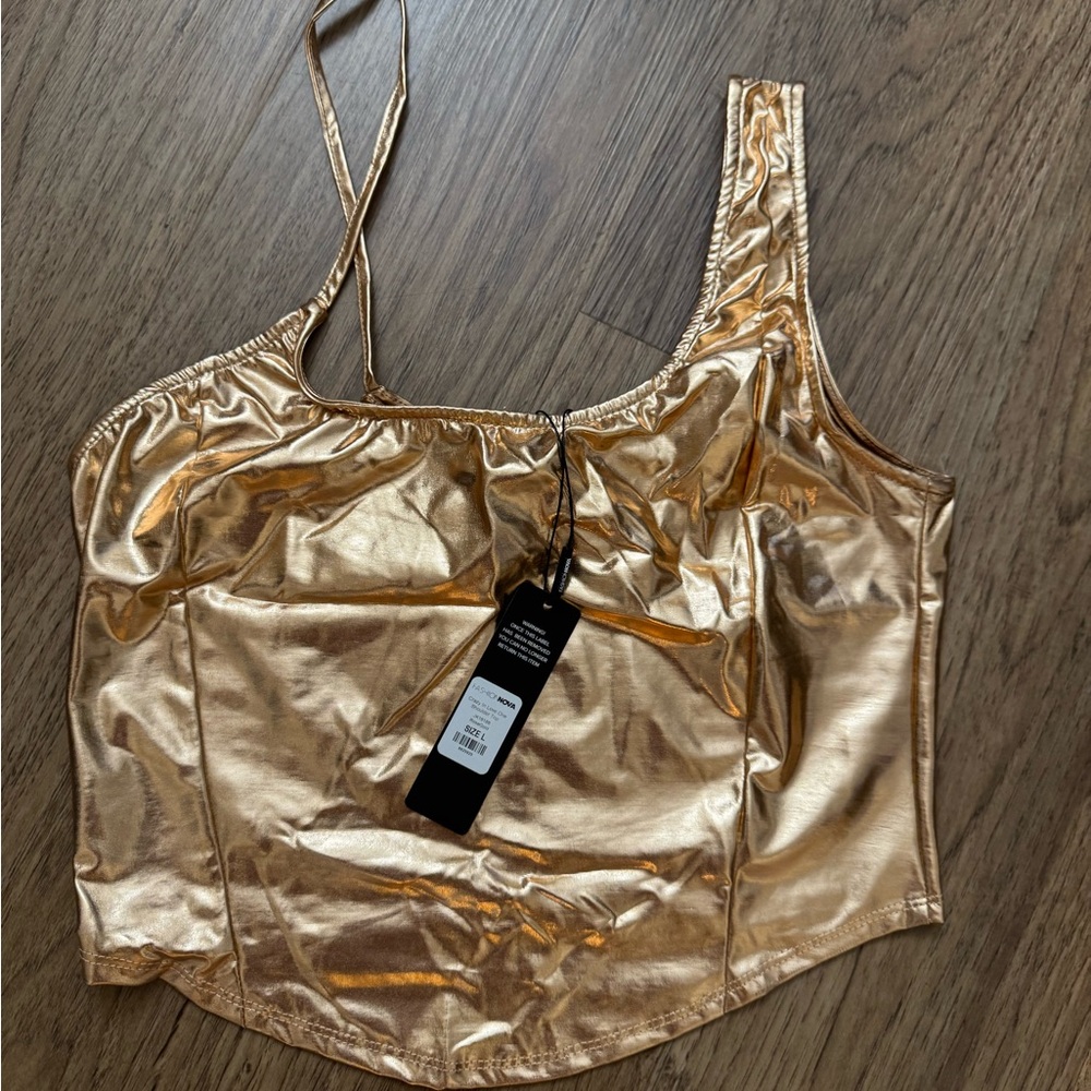 Fashion Nova Gold Bustier Tank Top